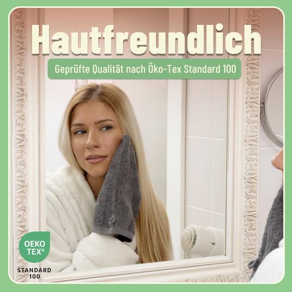 Green Mark Handtuch-Set mit 10 Teilen – 100% Baumwolle – 4 Handtücher 50×100 cm, 2 große Duschtücher 70×140 cm, 2 Gästetücher 30×50 cm und 2 Waschhandschuhe – Anthrazit/Lila