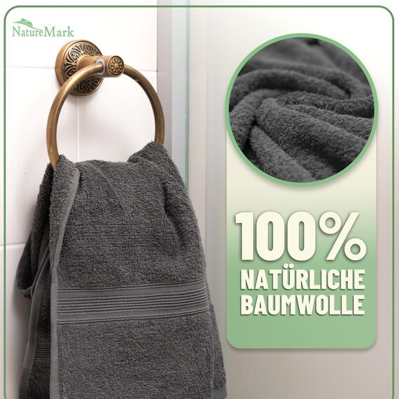 Green Mark Handtuch-Set mit 10 Teilen – 100% Baumwolle – 4 Handtücher 50 × 100 cm, 2 große Duschtücher 70 × 140 cm, 2 Gästetücher 30 × 50 cm und 2 Waschhandschuhe – Anthrazitgrau