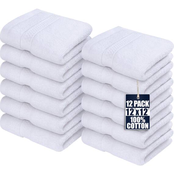Utopia Towels - 12er Pack Seiftücher mit Aufhängeschlaufen 30x30 cm, aus 100% Baumwolle weiche und saugfähige Waschlappen für die Gesichtsreinigung (Weiß)