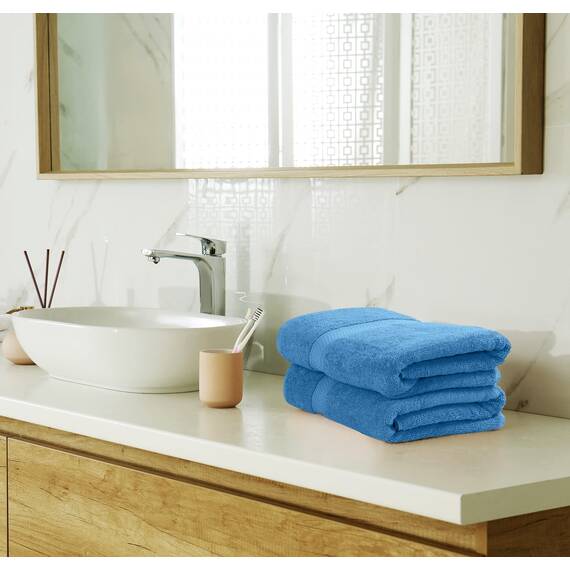 Utopia Towels - 8 teilig Handtücher Set aus Baumwolle mit Aufhänger - 2 Badetuch, 2 Handtücher und 4 Washclappen - (elektrisch blau)
