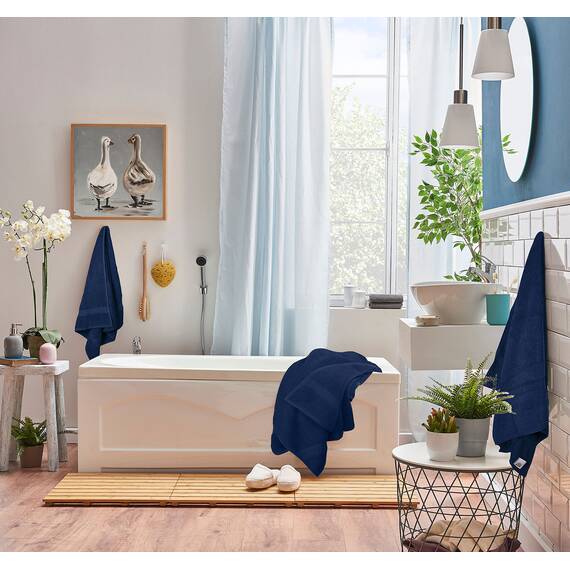Utopia Towels - 8 teilig Handtücher Set aus Baumwolle mit Aufhänger - 2 Badetuch, 2 Handtücher und 4 Washclappen - (Marine Blau)