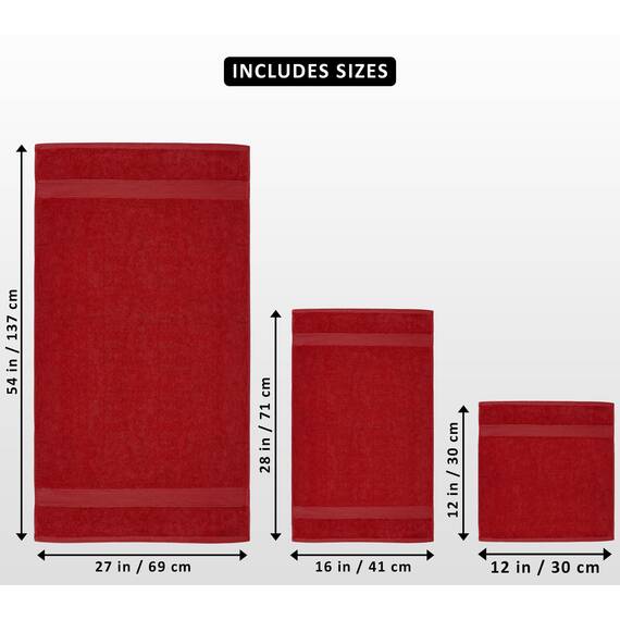 Utopia Towels 8-teiliges Premium-Handtuch-Set, 2 Badetücher, 2 Handtücher und 4 Waschlappen, 600 g/m², 100% ringgesponnene Baumwolle, Fitnessstudio, Hotel und Spa (rot)