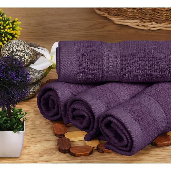 Utopia Towels - 8 teilig Handtücher Set aus Baumwolle mit Aufhänger - 2 Badetuch, 2 Handtücher und 4 Washclappen - (Pflaume)