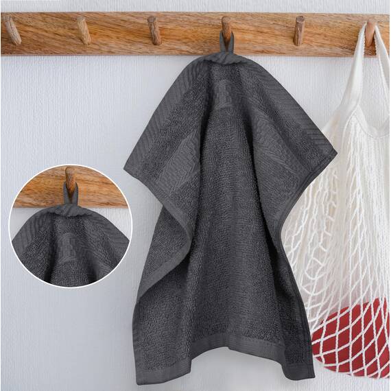 Utopia Towels - 12er Pack Seiftücher mit Aufhängeschlaufen 30x30 cm, aus 100% Baumwolle weiche und saugfähige Waschlappen für die Gesichtsreinigung (Grau)