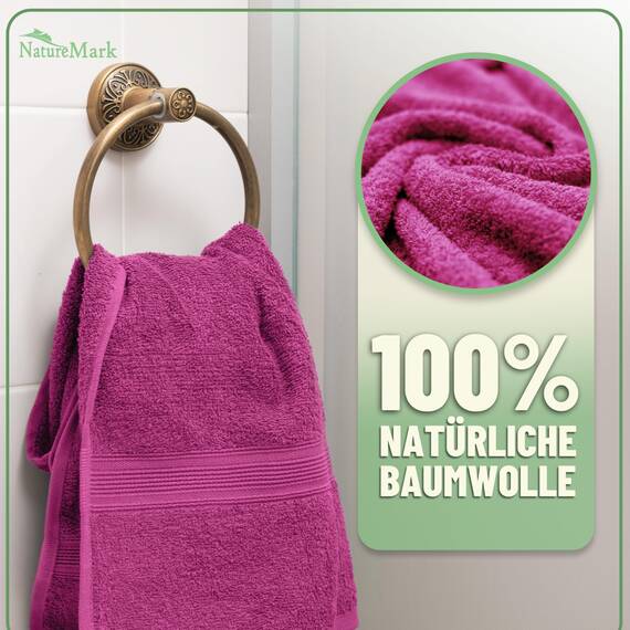 Green Mark Handtuch-Set mit 10 Teilen – 100% Baumwolle – 4 Handtücher 50×100 cm, 2 große Duschtücher 70×140 cm, 2 Gästetücher 30×50 cm und 2 Waschhandschuhe – Pink