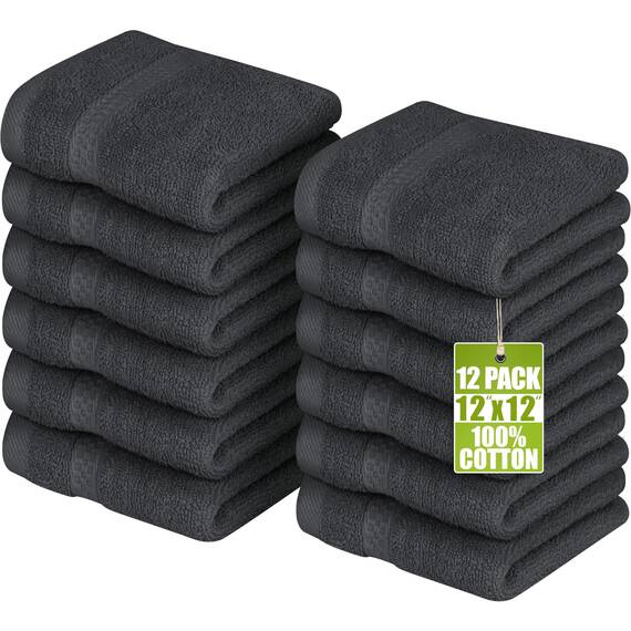 Utopia Towels - 12er Pack Seiftücher mit Aufhängeschlaufen 30x30 cm, aus 100% Baumwolle weiche und saugfähige Waschlappen für die Gesichtsreinigung (Grau)