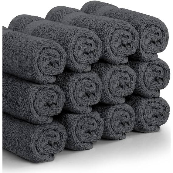 Utopia Towels - 12er Pack Seiftücher mit Aufhängeschlaufen 30x30 cm, aus 100% Baumwolle weiche und saugfähige Waschlappen für die Gesichtsreinigung (Grau)