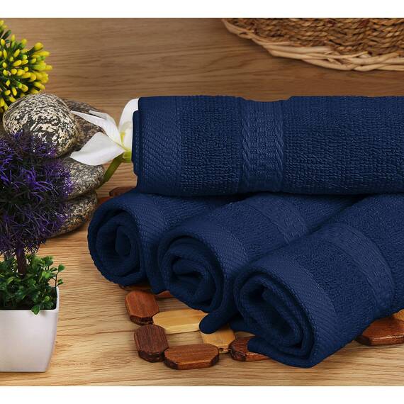 Utopia Towels - 8 teilig Handtücher Set aus Baumwolle mit Aufhänger - 2 Badetuch, 2 Handtücher und 4 Washclappen - (Marine Blau)