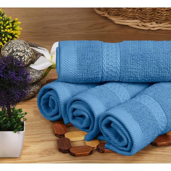 Utopia Towels - 8 teilig Handtücher Set aus Baumwolle mit Aufhänger - 2 Badetuch, 2 Handtücher und 4 Washclappen - (elektrisch blau)