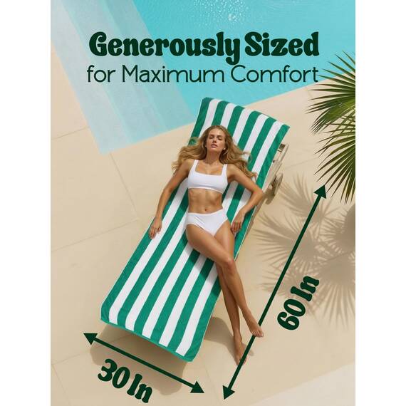 Utopia Towels - Große Strandtücher Cabana-Streifen (76 x 152 cm) - 100% gesponnene Baumwolle, weich und saugfähige Handtücher (4er-Pack, Blau, Gelb, Grün und Orange)