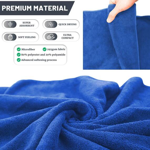 Rainleaf Camp Handtuch Mikrofaser Handtuch trockenen Tuch-Spielraum-Tuch-Schwimmen Handtuch Schnell trocknendes Tuch Backpacking Handtuch saugfähiges Tuch 34''x60 '' Blau