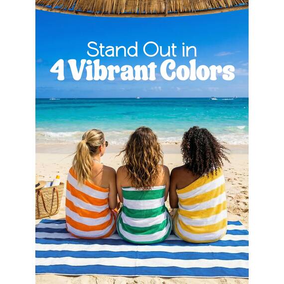 Utopia Towels - Große Strandtücher Cabana-Streifen (76 x 152 cm) - 100% gesponnene Baumwolle, weich und saugfähige Handtücher (4er-Pack, Blau, Gelb, Grün und Orange)