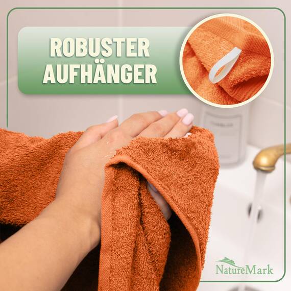 Green Mark Handtuch-Set mit 10 Teilen – 100% Baumwolle – 4 Handtücher 50×100 cm, 2 große Duschtücher 70×140 cm, 2 Gästetücher 30×50 cm und 2 Waschhandschuhe – Terrakotta
