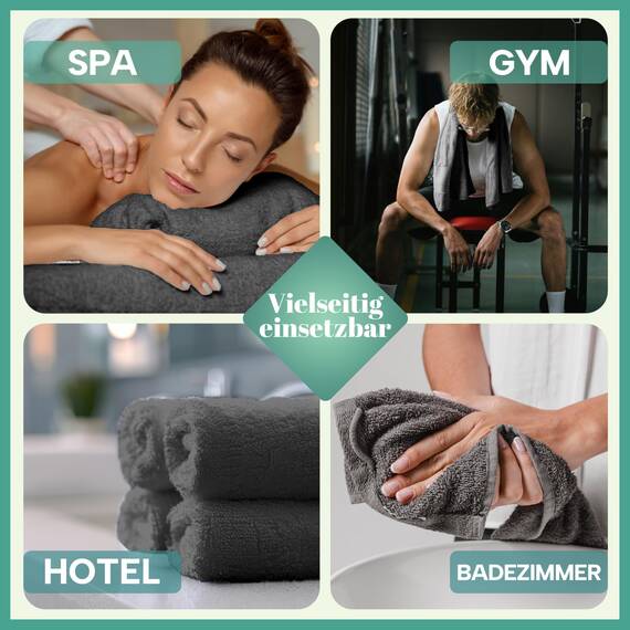NatureMark 8 Handtücher Set - 100% Baumwolle - Saugfähige und langlebige Handtücher, Größe 50×100 cm, Anthrazit Grau
