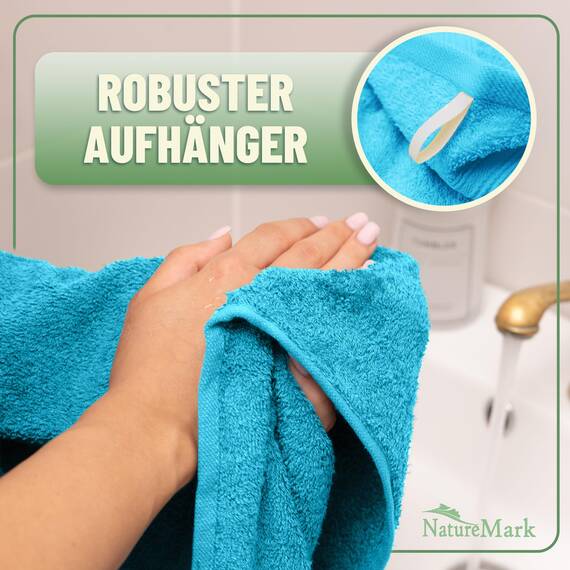 Green Mark Handtuch-Set mit 10 Teilen – 100% Baumwolle – 4 Handtücher 50×100 cm, 2 große Duschtücher 70×140 cm, 2 Gästetücher 30×50 cm und 2 Waschhandschuhe – Türkis