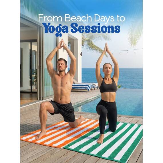 Utopia Towels - Große Strandtücher Cabana-Streifen (76 x 152 cm) - 100% gesponnene Baumwolle, weich und saugfähige Handtücher (4er-Pack, Blau, Gelb, Grün und Orange)