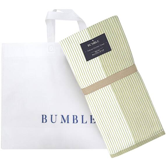 Bumble Küchenhandtücher - Geschirrhandtücher Handtücher Baumwolle – 6er Pack – XL Größe 50 x 70 cm – Edle, Weiche und Robuste Ringspinnbaumwolle in 3 Verschiedenen Texturen (Salbeigrün)
