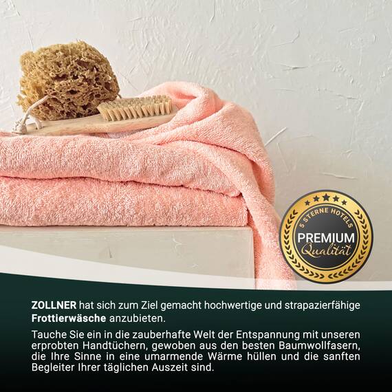 ZOLLNER 2er Set Saunatücher - weiche und saugstarke Handtücher - waschbar bis 95°C - Baumwolle -70x200 cm in aprikot