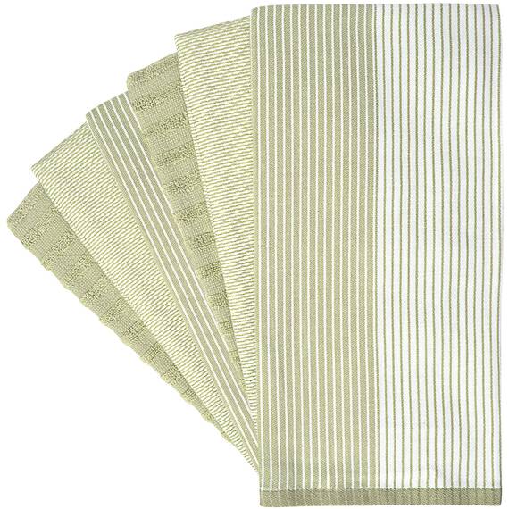Bumble Küchenhandtücher - Geschirrhandtücher Handtücher Baumwolle – 6er Pack – XL Größe 50 x 70 cm – Edle, Weiche und Robuste Ringspinnbaumwolle in 3 Verschiedenen Texturen (Salbeigrün)