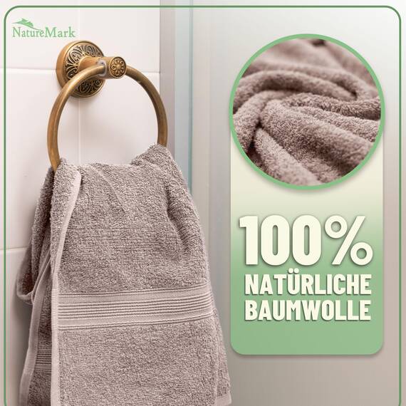 Green Mark Handtuch-Set mit 10 Teilen – 100% Baumwolle – 4 Handtücher 50×100 cm, 2 große Duschtücher 70×140 cm, 2 Gästetücher 30×50 cm und 2 Waschhandschuhe – Sand/Beige