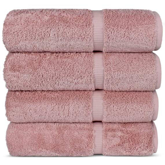 Chakir Turkish Linens 100% Baumwolle Premium türkische Handtücher für Badezimmer | 68 x 137 cm (4-teilige Badetücher – Rosa)