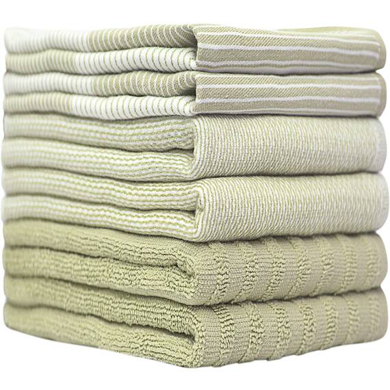 Bumble Küchenhandtücher - Geschirrhandtücher Handtücher Baumwolle – 6er Pack – XL Größe 50 x 70 cm – Edle, Weiche und Robuste Ringspinnbaumwolle in 3 Verschiedenen Texturen (Salbeigrün)