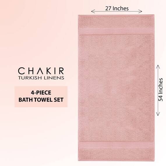 Chakir Turkish Linens 100% Baumwolle Premium türkische Handtücher für Badezimmer | 68 x 137 cm (4-teilige Badetücher – Rosa)