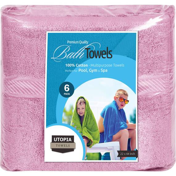 Utopia Towels Badetuch-Set klein, 100 % ringgesponnene Baumwolle (55,9 x 111,8 cm), leicht und sehr saugfähig, schnell trocknend, Premium-Handtücher für Hotel, Spa und Badezimmer, 6er-Pack, Rosa