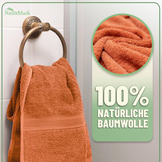 Green Mark Handtuch-Set mit 10 Teilen – 100% Baumwolle – 4 Handtücher 50×100 cm, 2 große Duschtücher 70×140 cm, 2 Gästetücher 30×50 cm und 2 Waschhandschuhe – Terrakotta
