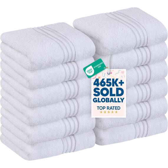 Utopia Towels - 12er Luxuriöses Waschlappen-Set aus 100% Baumwolle, saugfähig und weich, 30 x 30 cm, Seifentücher (Weiß)