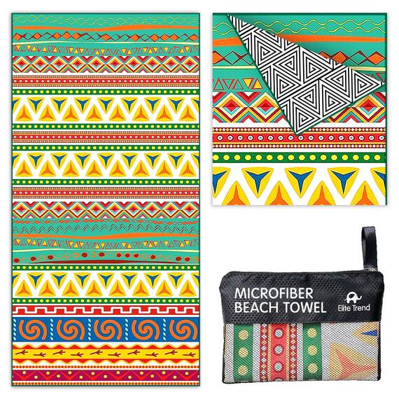 Elite Trend Mikrofaser-Strandtuch für Erwachsene mit Tasche, extra groß, 198,1 x 88,9 cm, leicht, sandfrei, schnell trocknend, Handtuch für Reisen, Schwimmen, Yoga, Camping (Bella)