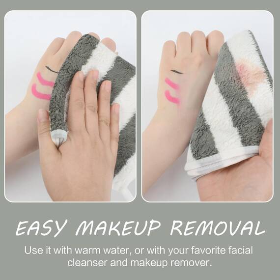 SINLAND 6 Stück Mikrofaser Gesichtstücher Waschbar Abschminktücher schnell trocknend Waschlappen saugfähig Gesichtsreinigungstücher weiches Make up Entferner Tücher 30 x 30 cm Grau Streifen