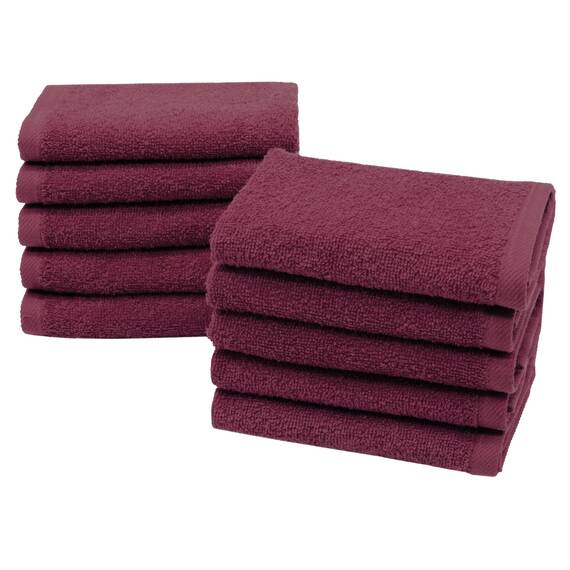 ZOLLNER 10er Set Seiftücher - weiche und saugstarke Waschlappen - waschbar bis 95°C - Baumwolle - 30x30 cm in brombeer