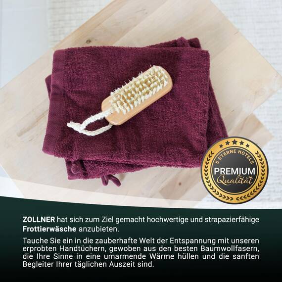ZOLLNER 10er Set Waschlappen - weiche und saugstarke Waschhandschuhe - waschbar bis 95°C - Baumwolle - 16x21 cm in brombeer