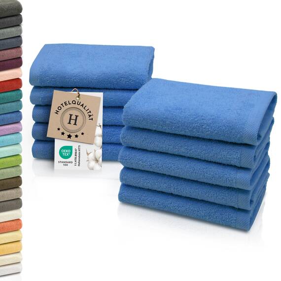ZOLLNER 10er Set Seiftücher - weiche und saugstarke Waschlappen - waschbar bis 95°C - Baumwolle - 30x30 cm in blau