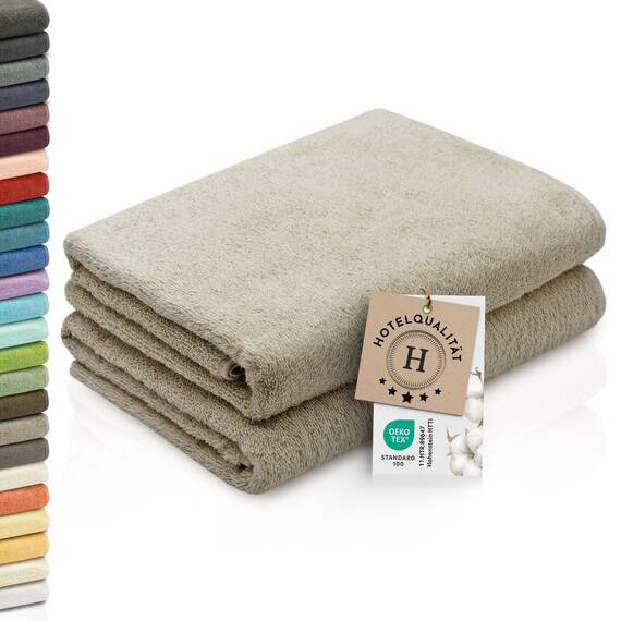ZOLLNER 2er Set Duschtücher - weiche und saugstarke Handtücher - waschbar bis 95°C - Baumwolle - 70x140 cm in Cappuccino