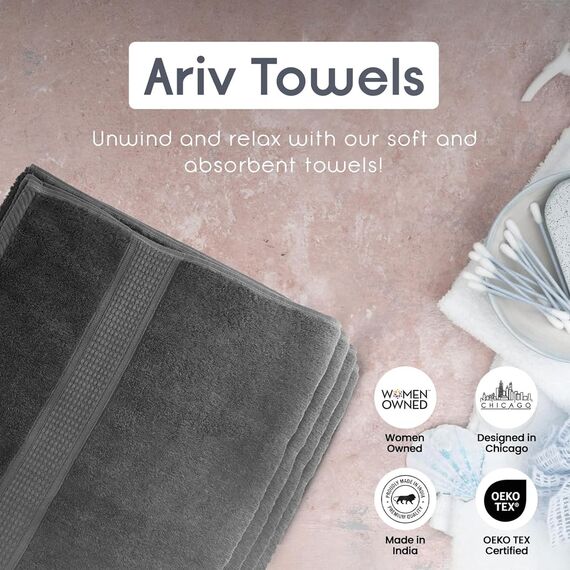 Ariv Handtücher, 4-teiliges großes Premium-Bambus-Badetücher-Set für empfindliche Haut und den täglichen Gebrauch, weich, schnell trocknend und sehr saugfähig, für Badezimmer, Fitnessstudio, Hotel und