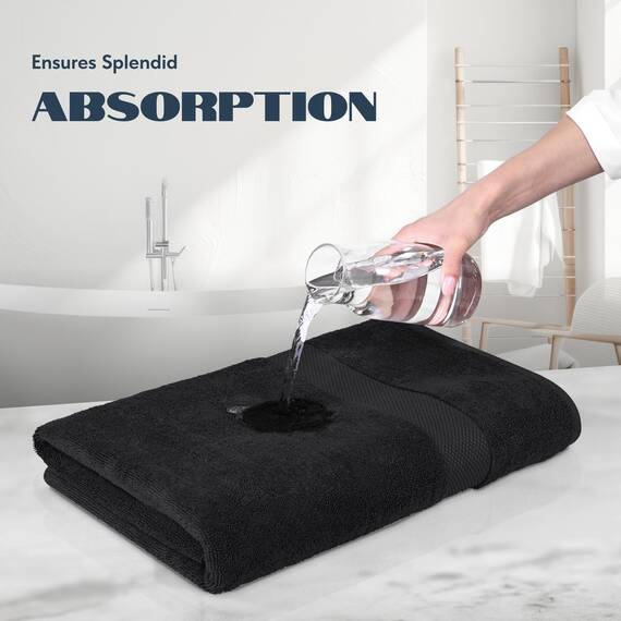 White Classic Luxuriöse, weiche schwarze Badetücher, 650 g/m², Baumwolle, Luxus-Badetücher, extra groß, 89 x 178 cm, sehr saugfähig und schnell trocknend, Hotel-Kollektion, extra große Badetücher,