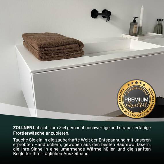 ZOLLNER 2er Set Badetücher - weiche und saugstarke Duschtücher - waschbar bis 95°C - Baumwolle - 100x150 cm in braun