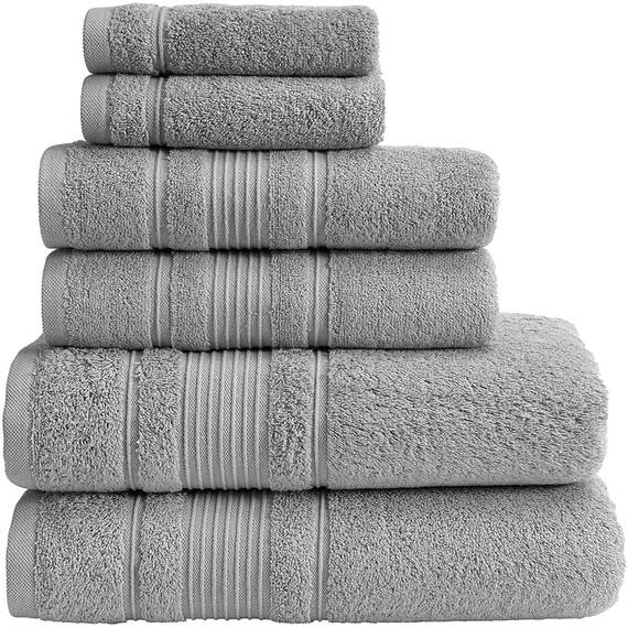 Qute Home 6-teiliges Badetuch-Set, 100% türkische Baumwolle, Premium-Qualität, Badetücher, weiche und saugfähige türkische Handtücher, Set beinhaltet 2 Badetücher, 2 Handtücher und 2 Waschlappen