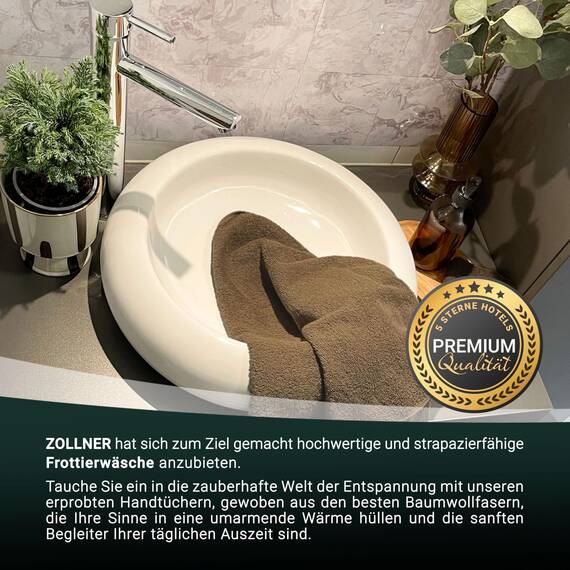 ZOLLNER 4er Set Handtücher - weiche und saugstarke Gästehandtücher - waschbar bis 95°C - Baumwolle - 50x100 cm in braun