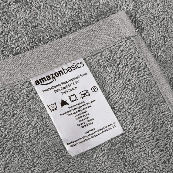 Amazon Basics 6-Teiliges Handtücher-Set aus Baumwolle für das Bad - Ausbleichsicher und Wasserabsorbierend, Grau