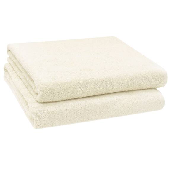 ZOLLNER 2er Set Badetücher - weiche und saugstarke Duschtücher - waschbar bis 95°C - Baumwolle - 100x150 cm in beige