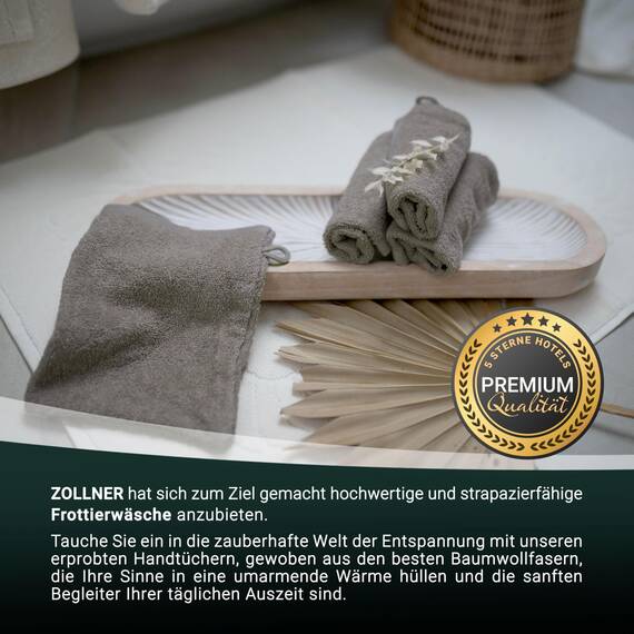 ZOLLNER 10er Set Waschlappen - weiche und saugstarke Waschhandschuhe - waschbar bis 95°C - Baumwolle - 16x21 cm in Fango