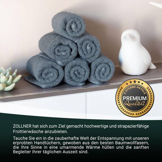 ZOLLNER 10er Set Gästehandtücher - weiche und saugstarke Handtücher - waschbar bis 95°C - Baumwolle - 30x50 cm in grau