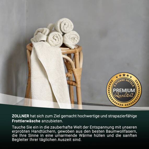 ZOLLNER 2er Set Saunatücher - weiche und saugstarke Handtücher - waschbar bis 95°C - Baumwolle -70x200 cm in beige