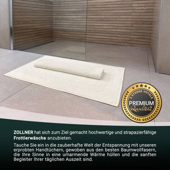 ZOLLNER 2er Set Badematten - weiche und saugstarke Duschvorleger - waschbar bis 95°C - Baumwolle - 50x70 cm in beige