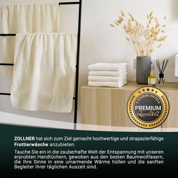 ZOLLNER 2er Set Badetücher - weiche und saugstarke Duschtücher - waschbar bis 95°C - Baumwolle - 100x150 cm in Natur