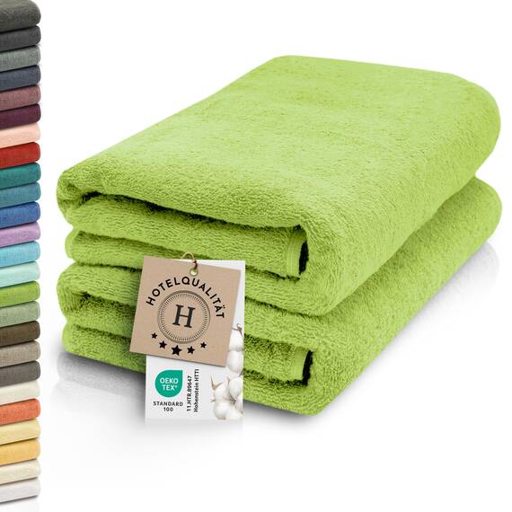 ZOLLNER 2er Set Saunatücher - weiche und saugstarke Handtücher - waschbar bis 95°C - Baumwolle -70x200 cm in grün