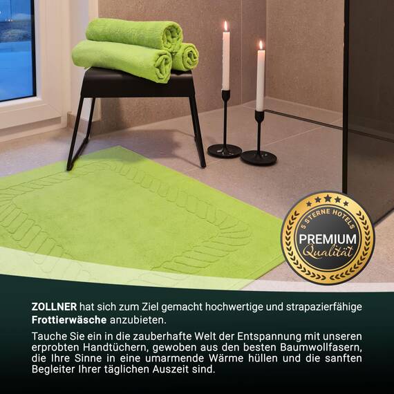 ZOLLNER 2er Set Badematten - weiche und saugstarke Duschvorleger - waschbar bis 95°C - Baumwolle - 50x70 cm in grün